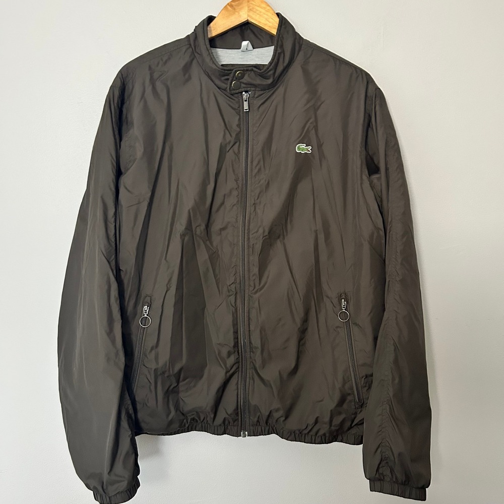 Lacoste Harrington Jacket Mens XXL Brown Full Zip Jersey Lined Windbreaker